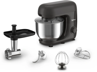 Кухонная машина Tefal Bake Essential QB161H38 планетар.вращ. 800Вт черный/серебристый