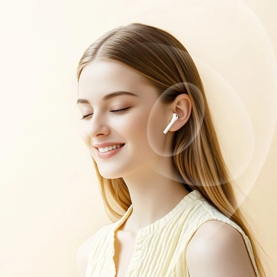 Гарнитура вкладыши Hoco EW91 белый беспроводные bluetooth в ушной раковине (47779)