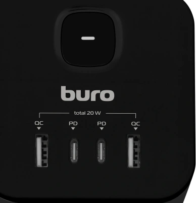 Сетевой удлинитель Buro BU-PC3.1UС-Plus-B 1.5м (3 розетки) черный (коробка)