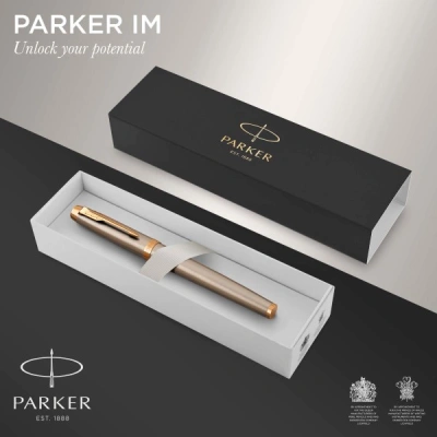Ручка перьев. Parker IM Core F321 (1931649) Brushed Metal GT F сталь нержавеющая подар.кор.