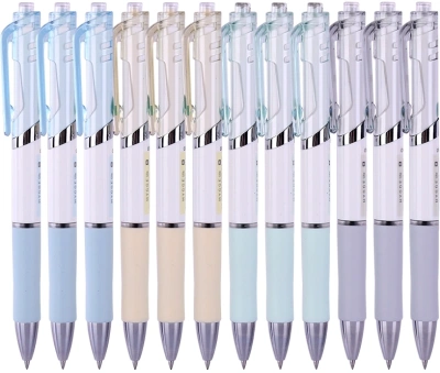 Ручка гелев. автоматическая Deli S11 ассорти d=0.5мм черн. черн. резин. манжета