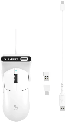 Мышь A4Tech Bloody R77 Ultra Dock белый оптическая 20000dpi беспров. USB 5but