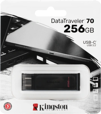 Флеш Диск Kingston 256GB DataTraveler 70 Type-C DT70/256GB USB3.0 черный