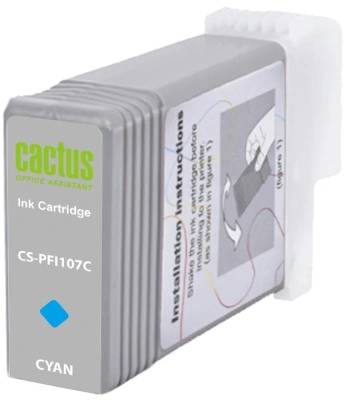 Картридж струйный Cactus CS-PFI107C PFI-107 C синий (130мл) для Canon IP iPF670/iPF680/iPF685/iPF770/iPF780/iPF785/ с чипом