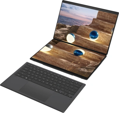 Ноутбук Asus ZenBook Duo UX8407AA-SN279X Core Ultra 9 386H 32Gb SSD1Tb Intel Graphics 14" OLED Touch 3K (2880x1800) Windows 11 Pro dk.grey WiFi BT Cam (90NB16V1-M00F80)