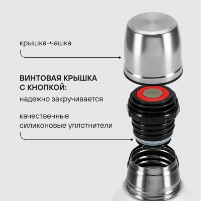 Термос Rondell Nubes RDS-1970 для напитков 1л. серый карт. коробка