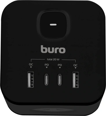 Сетевой разветвитель Buro BU-PW3UC-Plus-B (3 розетки) черный (коробка)