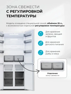 Холодильник Lex LCD485WGID 3-хкамерн. белый глянц. инвертер