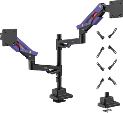 Кронштейн для мониторов Ultramounts UM742BP черный/фиолетовый 24"-57" макс.27кг крепление к столешнице поворот и наклон