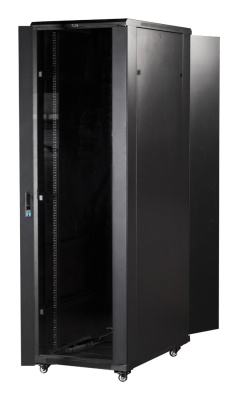 Шкаф коммутационный Lanmaster Business (TWT-CBB-27U-6X8-G1) напольный 27U 600x800мм пер.дв.стекл задн.дв.спл.стал.лист 2-хст. 2 бок.пан. 800кг черный IP20