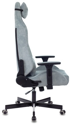 Кресло игровое Knight N1 Fabric серо-голубой Light-28 с подголов. крестов. металл