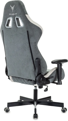 Кресло игровое Knight Regal Fabric серый/светло-серый искусственная замша крестов. металл