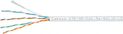 Кабель информационный Cabeus UTP-4P-CAT.5E-SOLID-LSZH-WH кат.5E U/UTP 4 пары 5AWG LSZH внутренний 305м белый