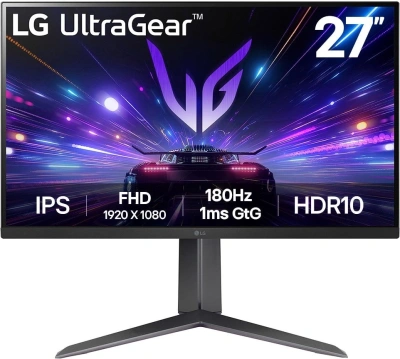Монитор LG 27" UltraGear 27GS65F-B черный IPS LED 16:9 HDMI матовая HAS 300cd 178гр/178гр 1920x1080 180Hz FreeSync DP FHD 7.2кг