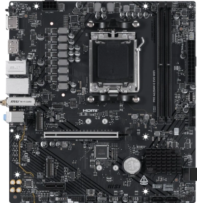 Материнская плата MSI PRO A620AM-G EVO WIFI Socket AM5 AMD A620A 2xDDR5 mATX AC`97 8ch(7.1) 2.5Gg RAID+VGA+HDMI+DP