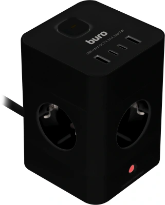 Сетевой удлинитель Buro BU-PTE4.1UC-B 1.5м (4 розетки) черный (коробка)