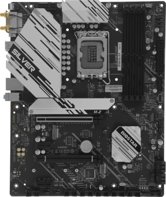 Материнская плата Biostar B760A-Silver  Soc-1700 Intel B760 4xDDR5 ATX AC`97 8ch(7.1) 2.5Gg RAID+VGA+HDMI+DP