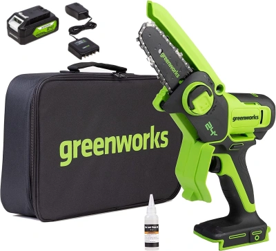 Цепная пила Greenworks G24MCS10 аккум. дл.шины:4"(10cm) 1аккум. 2Ач ЗУ (2008207UA)