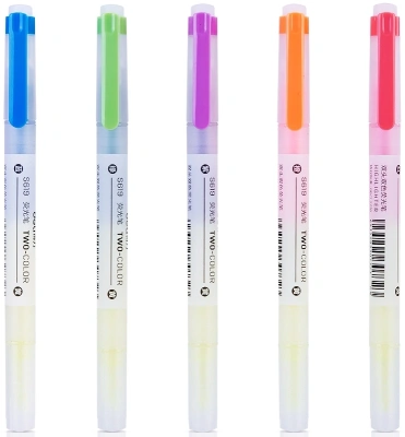 Набор текстовыделителей Deli S619 скошенный пиш. наконечник двухсторонний 6цв. ПЭТ-бокс (5шт.)