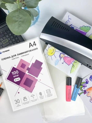 Пленка для ламинирования Heleos 100мкм A4 (30шт) глянцевая 216x303мм LPA4-100-30