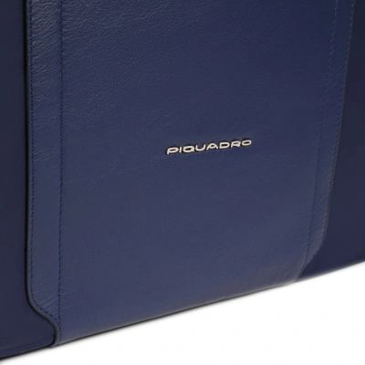 Деловая сумка женская Piquadro Lyra BD4574W92T/BLU с отделением для ноутбука 14" темно-синяя нейлон/натур.кожа