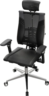 Кресло руководителя эргономичное Метта Yoga Spine Triumph B2 (Черный CC.50.15.13A) черный сиденье черный сет./экокожа с подголов. крестов.5-луч. металл хром