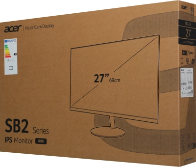 Монитор Acer 27" SB272Kbmiipx черный IPS LED 4ms 16:9 HDMI M/M матовая 250cd 178гр/178гр 3840x2160 60Hz FreeSync DP 4K 3.92кг