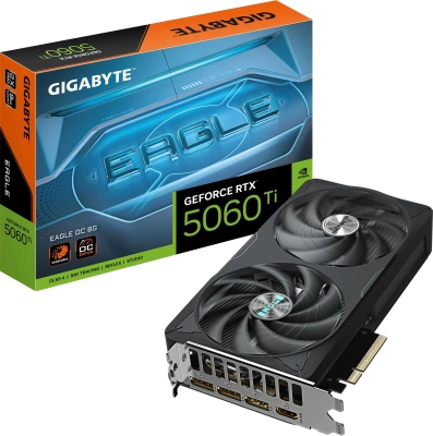 Видеокарта Gigabyte PCI-E 5.0 GV-N506TEAGLE OC-8GD 1.0 NVIDIA GeForce RTX 5060TI 8Gb 128bit GDDR7 2572/28000 HDMIx1 DPx3 HDCP Ret