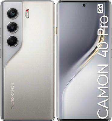 Смартфон Tecno Camon 40 Pro 5G 256Gb 8Gb титановый моноблок 3G 4G 2Sim 6.78" 1080x2436 Android 15 50Mpix 802.11 a/b/g/n/ac/ax NFC GPS GSM900/1800 GSM1900 Protect FM