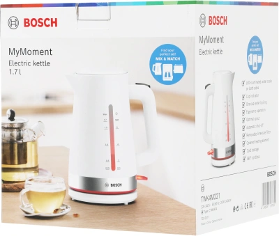Чайник электрический Bosch TWK4M 1.7л. белый корпус: пластик (TWK4M221)