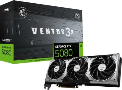 Видеокарта MSI PCI-E 5.0 RTX 5080 16G VENTUS 3X NVIDIA GeForce RTX 5080 16Gb 256bit GDDR7 2640/30000 HDMIx1 DPx3 HDCP Ret
