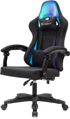 Кресло игровое Knight Wolf RGB черный с подголов. крестов. пластик пластик черный