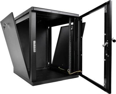 Шкаф коммутационный ЦМО (ШРН-М-12.650-9005) настенный 12U 600x650мм пер.дв.стекл 120кг черный 581мм 25.1кг 180град. 610мм IP20 металл