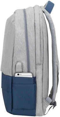 Рюкзак для ноутбука 17.3" Riva 7567 серый/темно-синий полиэстер (7567 GREY/DARK BLUE)