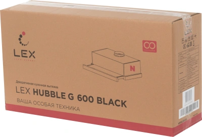 Вытяжка встраиваемая Lex Hubble G 600 черный/стекло черное управление: кулисные переключатели (1 мотор)
