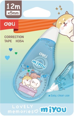 Лента коррект. Deli EH354 12мx5мм ассорти корпус белый блистер