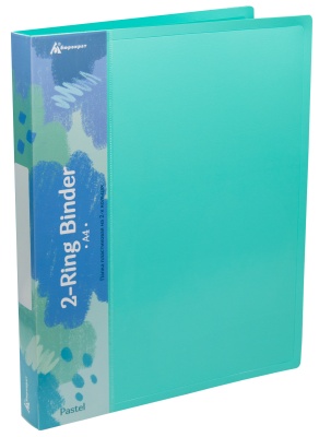 Папка на 2-х кольцах Бюрократ Пастель PAST0812/2RGRN A4 пластик 0.5мм кор.27мм торц.карм с бум. встав мятный