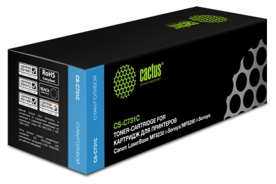 Картридж лазерный Cactus CS-C731C 731 C голубой (1800стр.) для Canon LaserBase MF8230 i-Sensys/MF8280 i-Sensys с чипом