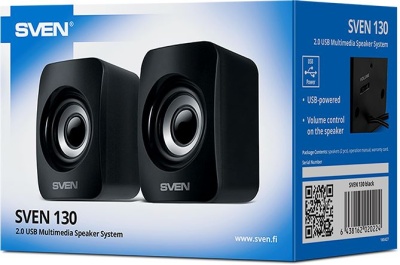 Колонки Sven 130 2.0 черный 6Вт портативные