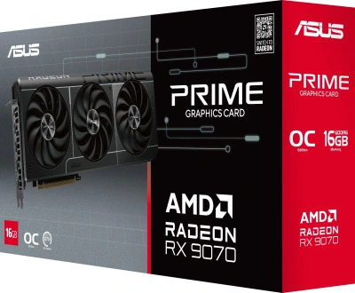 Видеокарта Asus PCI-E 5.0 PRIME-RX9070-O16G-EVO AMD Radeon RX 9070 16Gb 256bit GDDR6 2120/20000 HDMIx1 DPx3 HDCP Ret