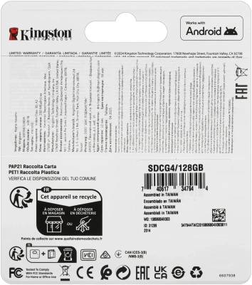 Флеш карта microSDXC 128GB Kingston SDCG4/128GB Canvas Go! Plus V30 A2 + adapter