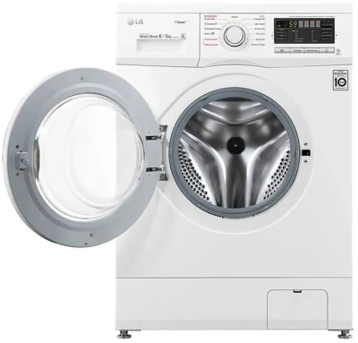 Стиральная машина LG F1296CDS0X класс: B загр.фронтальная макс.:6кг (с сушкой) белый инвертор