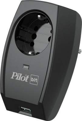 Сетевой фильтр Pilot Bit (USB) (1 розетка) черный (коробка)
