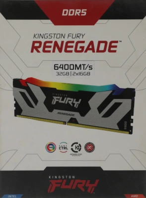 Память DDR5 2x16GB 6400MHz Kingston KF564C32RSAK2-32 Fury Renegade XMP RGB RTL Gaming PC5-51200 CL32 DIMM UDIMM 288-pin 1.4В kit dual rank с радиатором Ret