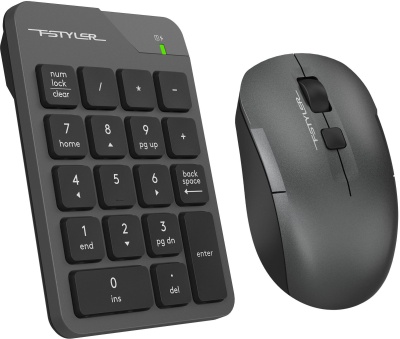 Числовой блок + мышь A4Tech Fstyler FG1600C Air клав:серый мышь:серый/черный USB беспроводная slim (FG1600C)