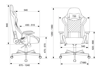 Кресло игровое Knight Regal Fabric черный/серый искусственная замша с подголов. крестов. металл