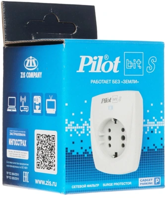 Сетевой фильтр Pilot Bit S (GP) (1 розетка) серый (коробка)