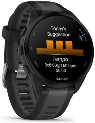 Смарт-часы Garmin Forerunner 165 30.4мм 1.2" AMOLED корп.черный рем.черный разм.брасл.:126-203мм (010-02863-20)