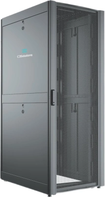 Шкаф серверный C3 Solutions (C3.RF2401) напольный 24U 600x1050мм пер.дв.перфор. 2 бок.пан. направл.под закл.гайки 1500кг черный 1182мм металл