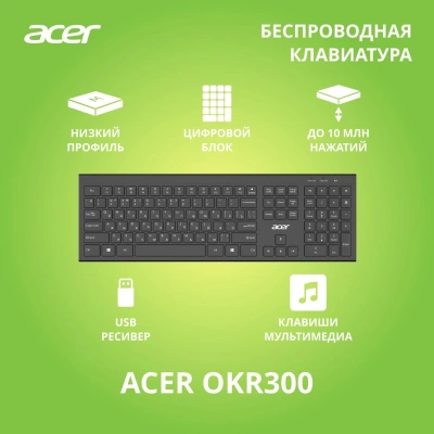 Клавиатура Acer OKR300 черный USB беспроводная Multimedia (ZL.KBDEE.014)